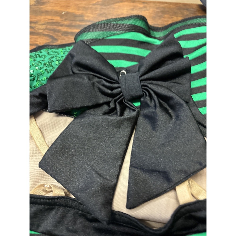 Weissman Green And‎ Black Sequins Halter Top Dance Costume  Medium Child - Picture 8 of 16